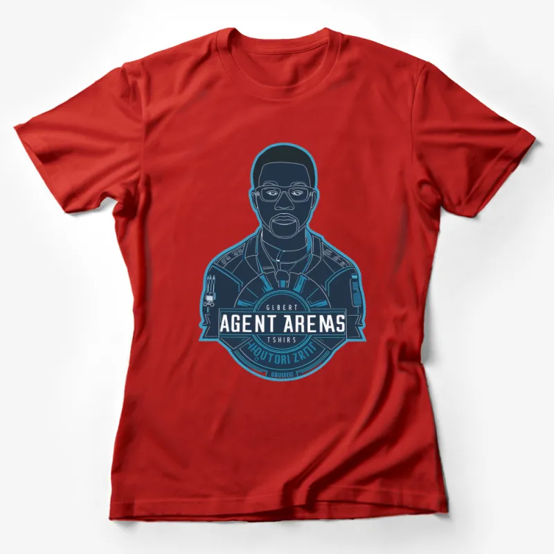 Agent Arenas T-Shirt, Blue Illustrated Portrait Graphic Tee, Men's Fashion, Sci-Fi Inspired Shirt Design Female T-Shirt