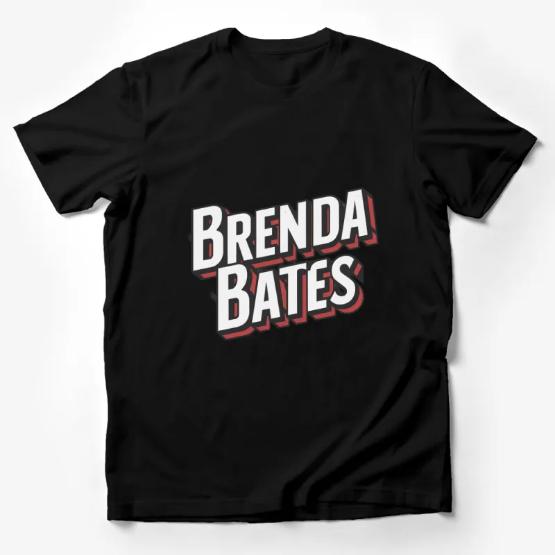 Brenda Bates Retro Style Bold Text Graphic T-Shirt, Vintage Look Casual Tee, Trendy Streetwear Male T-Shirt