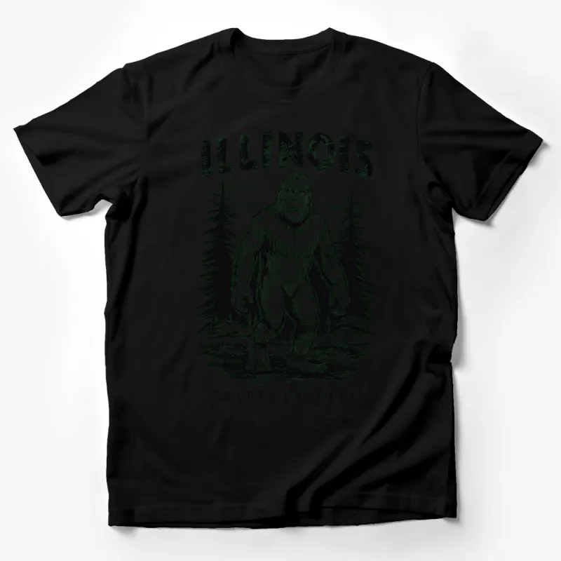 Illinois Cryptid Bigfoot Sasquatch Graphic T-Shirt, Vintage Style Forest Monster Tee, Unisex Male T-Shirt