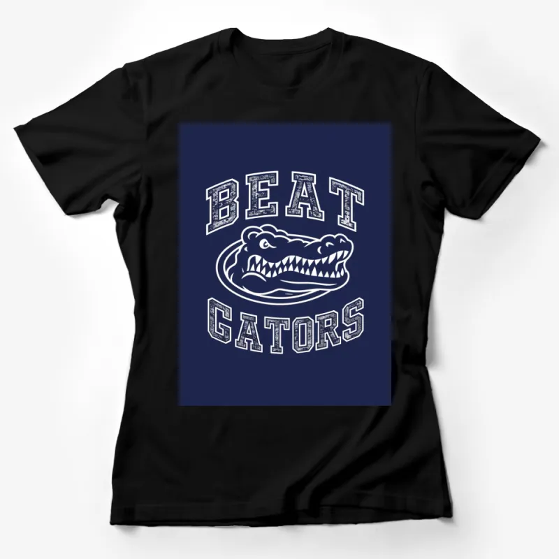 Vintage Beat Gators T-Shirt, Distressed Print College Sports Tee, Unisex Casual Wear, Navy Blue Female T-Shirt