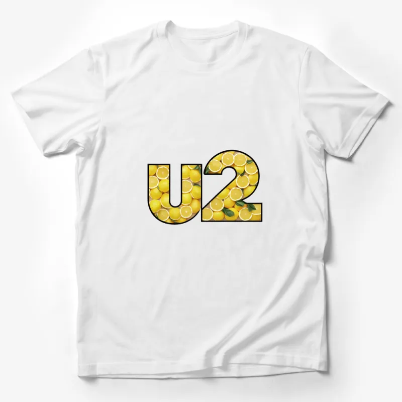 U2 Lemon Print T-Shirt, Citrus Graphic Tee, Unisex Lemon Letter T-Shirt, Casual Summer Fruit Design Shirt Male T-Shirt