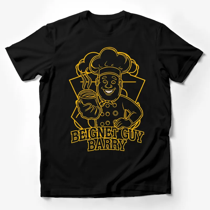 Beignet Guy Barry Cartoon Chef Graphic T-Shirt, Fun Kitchen Cook Tee, Food Lover Gift Male T-Shirt