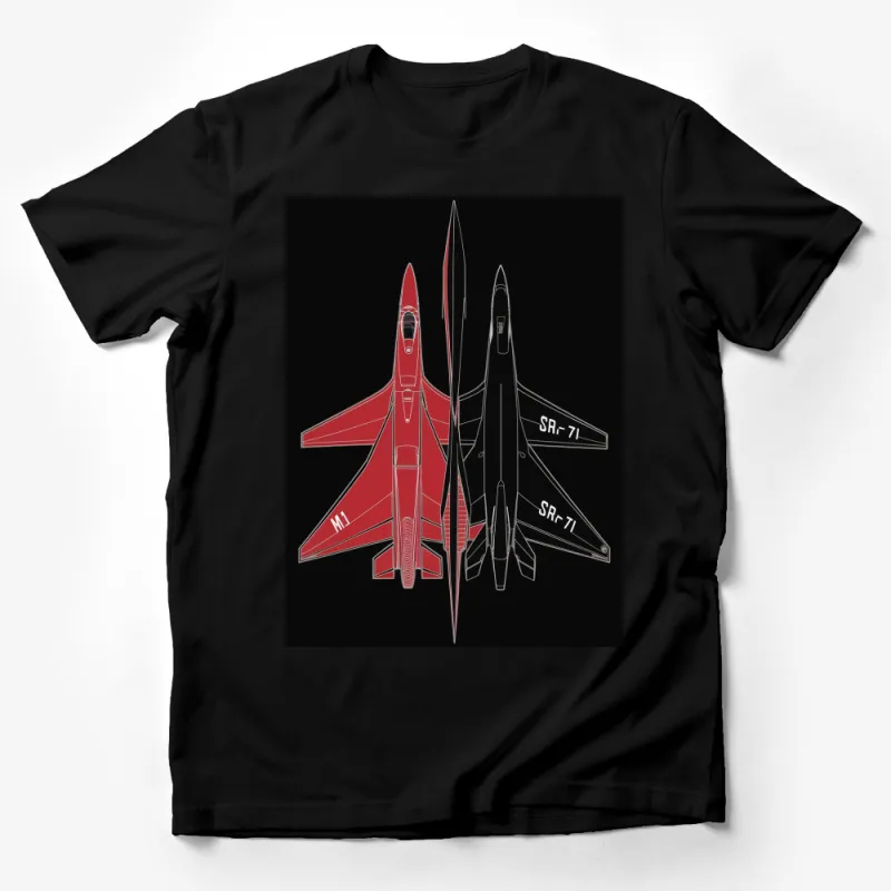 SR-71 Blackbird Jet Aircraft Red and Black T-Shirt, Military Airplane Enthusiast, Aviation Tee, Collector's Item Male T-Shirt