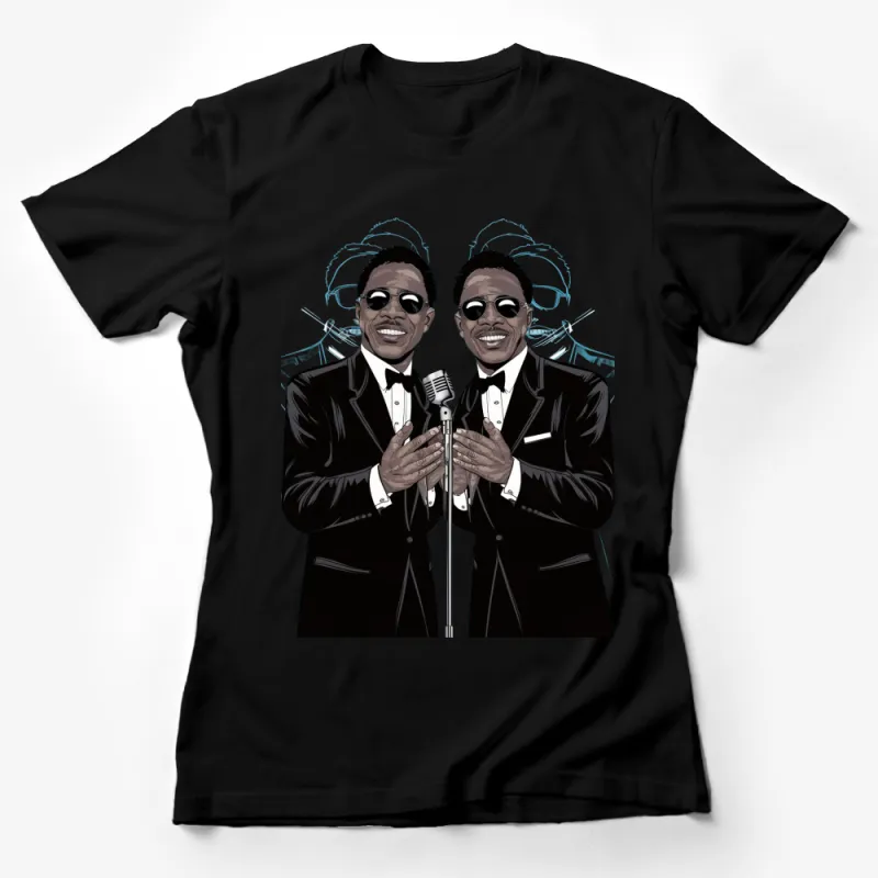 Vintage Style Singer Duo Graphic T-Shirt, Classic Jazz Music Artist Tee, Retro Musician Print Shirt, Twin Performers Apparel Female T-Shirt