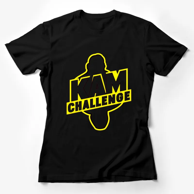 KAM Challenge Bold Text Yellow and Black T-Shirt, Unique Graphic Tee, Unisex Cotton Shirt, Casual Wear Female T-Shirt