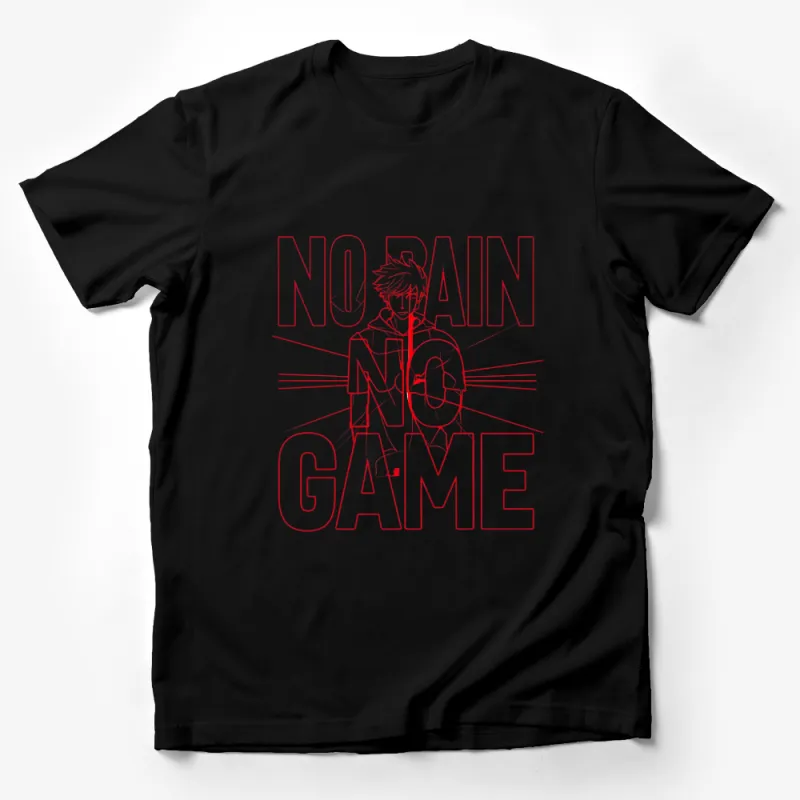 No Rain No Game Motivational Sports Anime Style T-Shirt, Red and White, Athletic Casual Wear Male T-Shirt