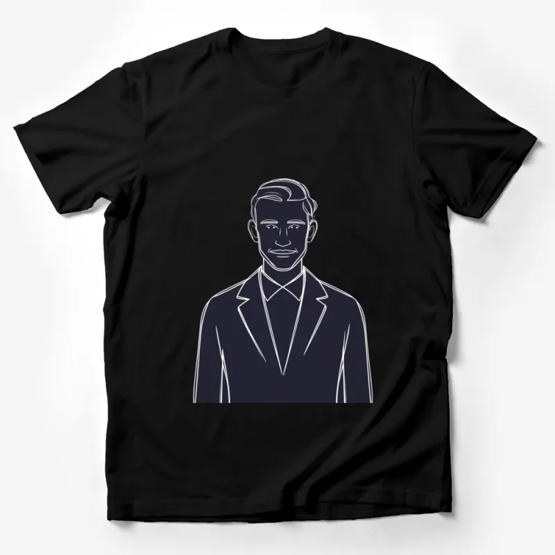 Minimalist Line Art T-Shirt, Classic Blue and White Portrait, Stylish Unisex Top Male T-Shirt