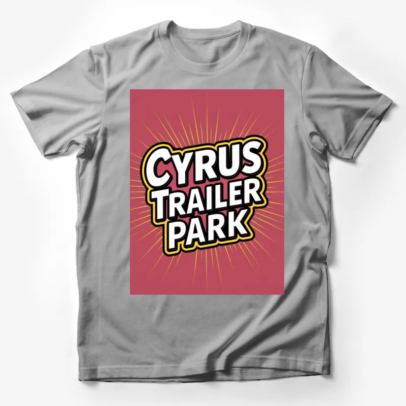 Cyrus Trailer Park Retro Style T-Shirt, Bold Vintage Inspired Graphic Tee, Trendy Urban Casual Wear Male T-Shirt