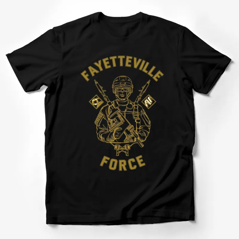 Fayetteville Force Military Graphic Tee, Soldier Illustration, Vintage Style Army T-Shirt Male T-Shirt