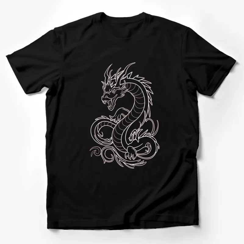 Mythical Dragon Artwork T-Shirt, Red Line Dragon Design, Fantasy Creature Unisex Tee Male T-Shirt