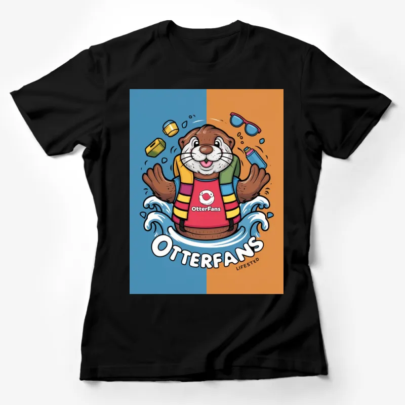 Colorful OtterFans Lifestyle T-Shirt, Fun Otter Graphic Tee, Summer Beach Style Shirt for All Female T-Shirt