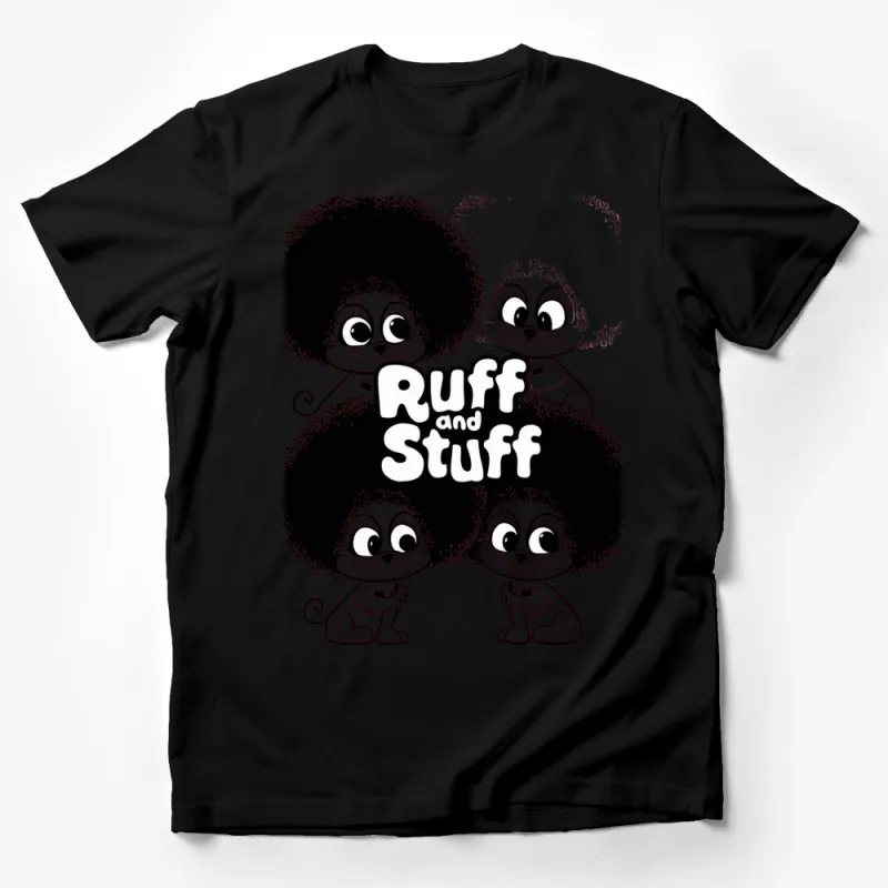 Ruff and Stuff Cartoon Cats T-Shirt, Funny Cat Lover Tee, Cute Kitten Graphic Tee, Unique Pet Owner Gift Male T-Shirt