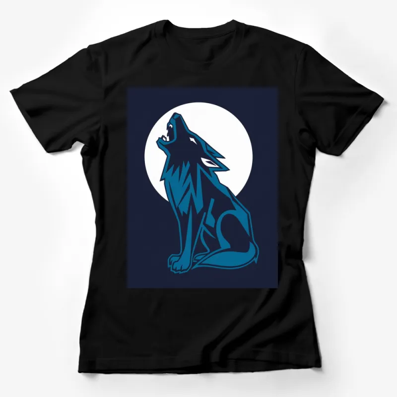 Geometric Wolf Howling Moon T-Shirt, Modern Graphic Tee, Artistic Animal Design Top, Unisex Fashion Female T-Shirt