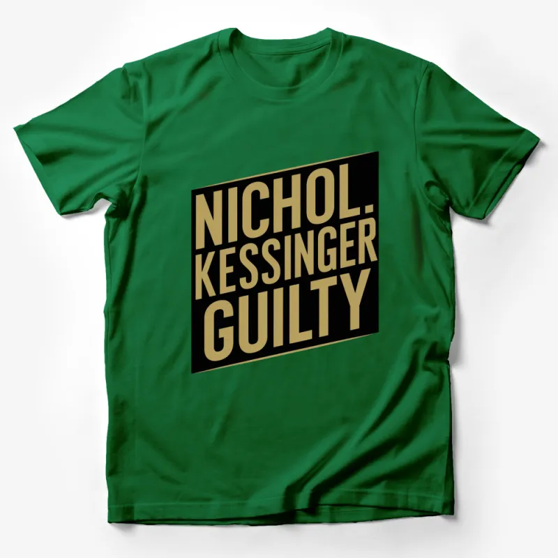 Bold Gold and Black Text Statement T-Shirt Nichol Kessinger Guilty Design Male T-Shirt