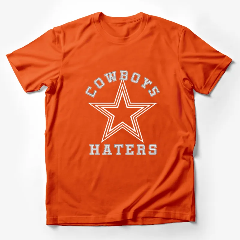 Cowboys Haters Star Graphic T-Shirt, Bold White Text Design, Unisex Tee Male T-Shirt