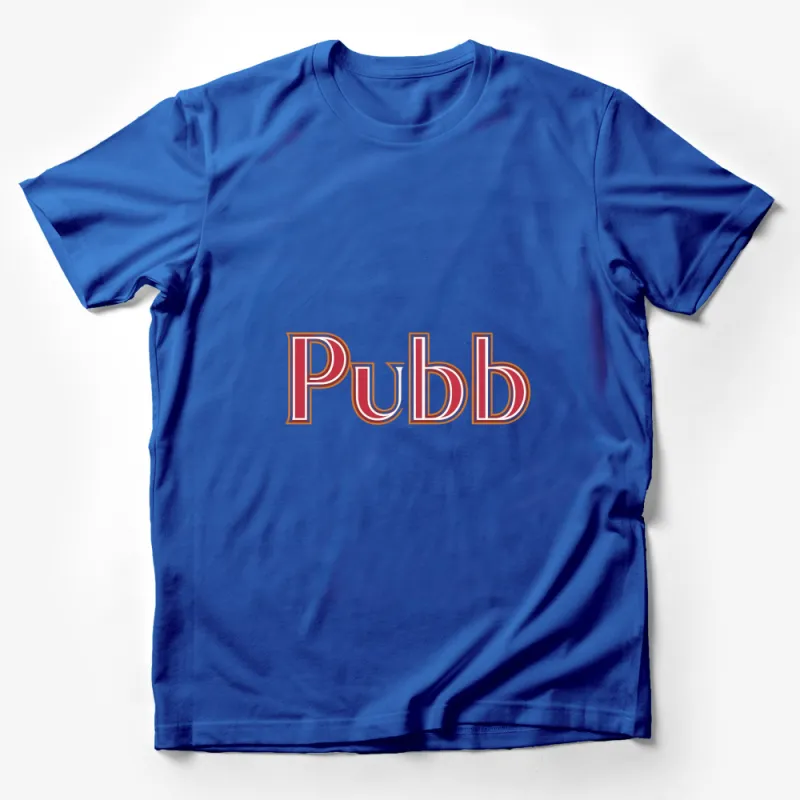 Retro Style Pubb Logo T-Shirt, Vintage Inspired Bold Text Design Tee, Unisex Fashion Male T-Shirt