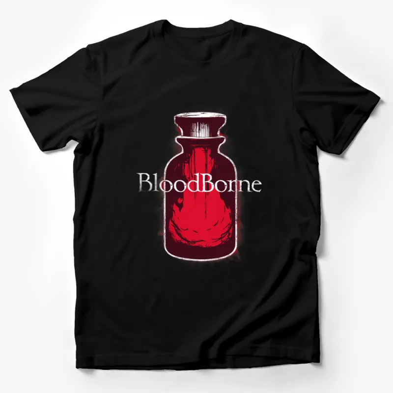 BloodBorne Inspired T-Shirt, Dark Fantasy Gaming Shirt, Blood Vial Graphic Tee, Unisex Gamer Apparel Male T-Shirt