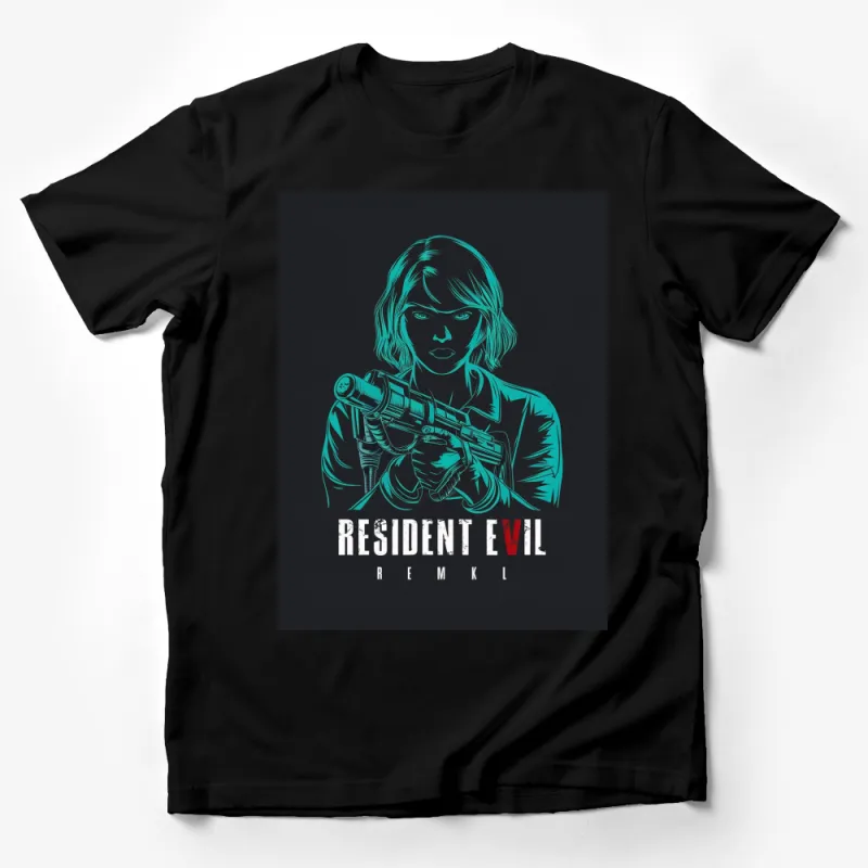 Resident Evil T-Shirt, Iconic Female Character with Gun, Gamer Apparel, Cool Sci-Fi Graphic Tee, Gaming Gift Male T-Shirt