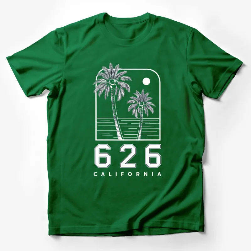 California 626 Palm Tree Graphic T-Shirt, Black and White Beach Design, Unisex Casual Tee Male T-Shirt