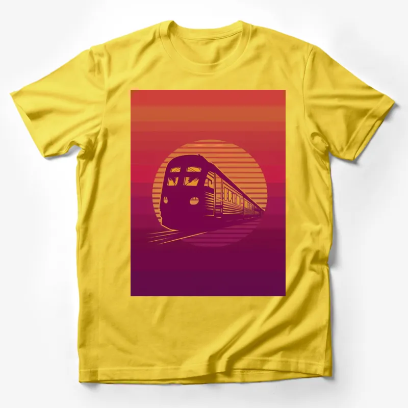 Vintage Train Sunset Graphic T-Shirt, Retro Railroad Lover Tee, Unique Train Illustration Shirt Male T-Shirt