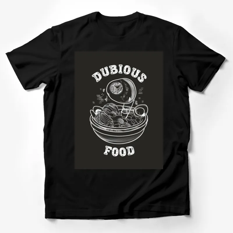 Dubious Food T-Shirt, Funny Gaming Graphic Tee, Ramen Noodles, Mystery Meal, Unique Gamer Gift Male T-Shirt