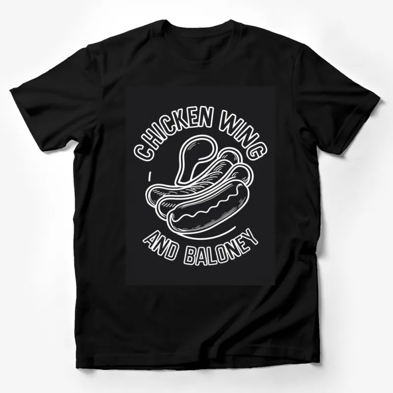 Chicken Wing and Baloney Hot Dog Graphic T-Shirt, Funny Fast Food Tee, Casual Streetwear Male T-Shirt