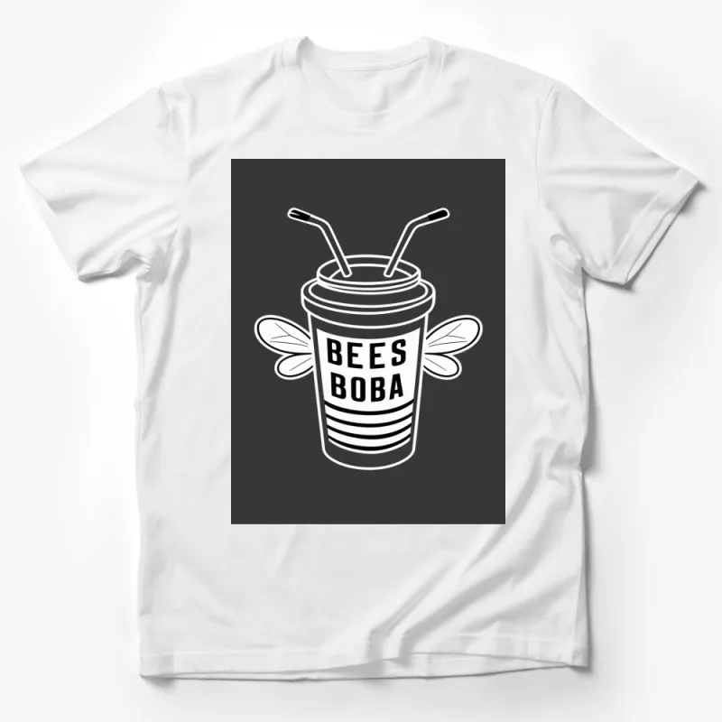 Bees Boba Graphic T-Shirt, Cute Bee Drink Design Tee, Unique Boba Lover Gift, Unisex Casual Shirt Male T-Shirt