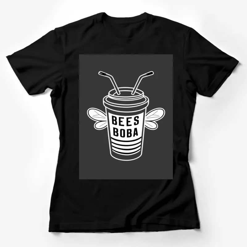 Bees Boba Graphic T-Shirt, Cute Bee Drink Design Tee, Unique Boba Lover Gift, Unisex Casual Shirt Female T-Shirt