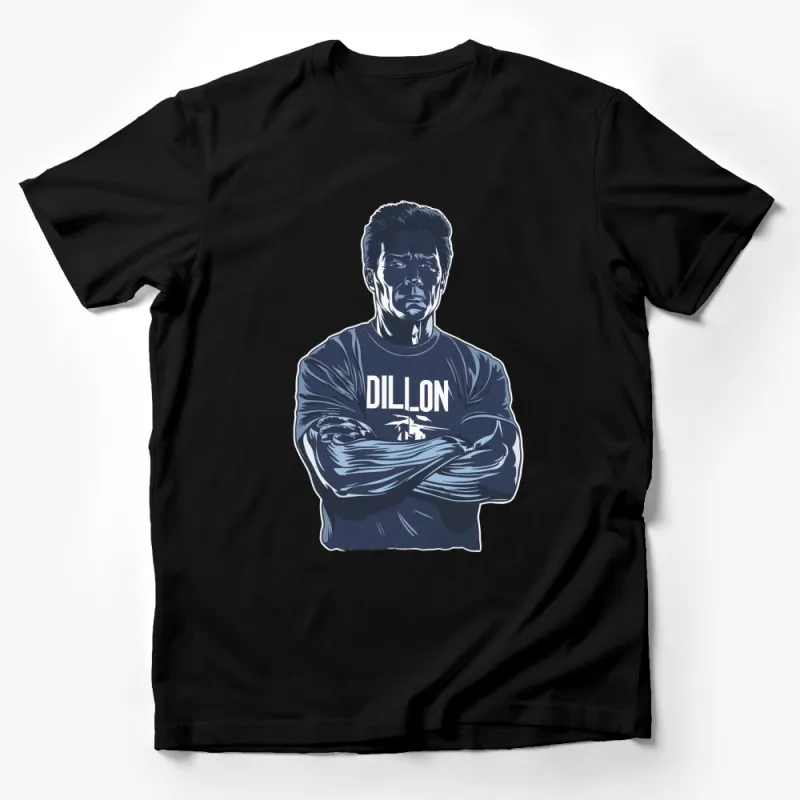 Vintage Action Hero Dillon Graphic T-Shirt, Classic Movie Character Tee, Iconic Pop Culture Apparel Male T-Shirt