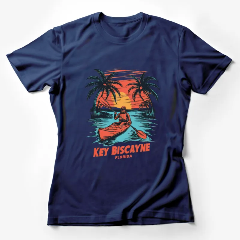 Key Biscayne Florida Kayak Sunset T-Shirt, Tropical Palm Trees Graphic Tee, Adventure Outdoor Lover Gift Female T-Shirt