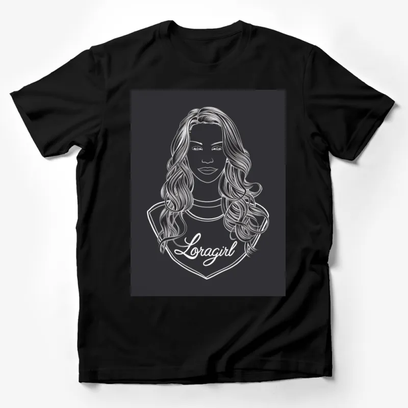 Women's Fashion Line Art T-Shirt, Elegant Minimalist Portrait Tee, Loragirl Unique Design Casual Wear Male T-Shirt