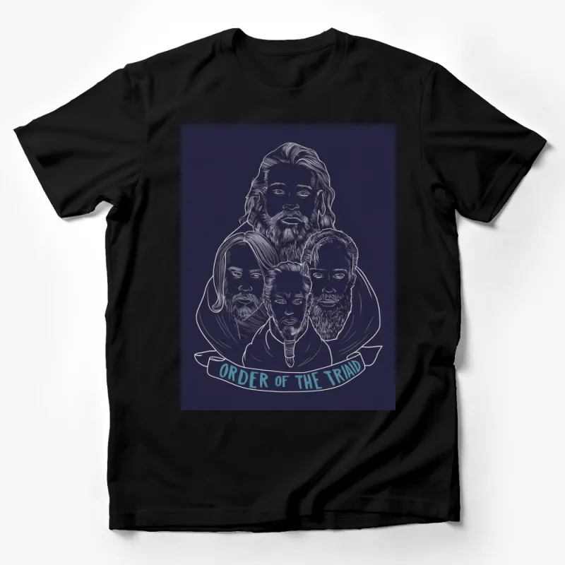 Order of the Triad T-Shirt, Retro Style Graphic Tee, Unique Illustration, Dark Blue Male T-Shirt