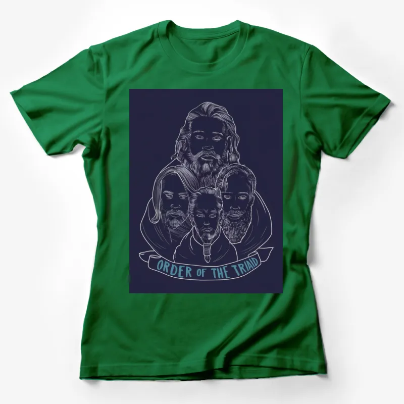 Order of the Triad T-Shirt, Retro Style Graphic Tee, Unique Illustration, Dark Blue Female T-Shirt