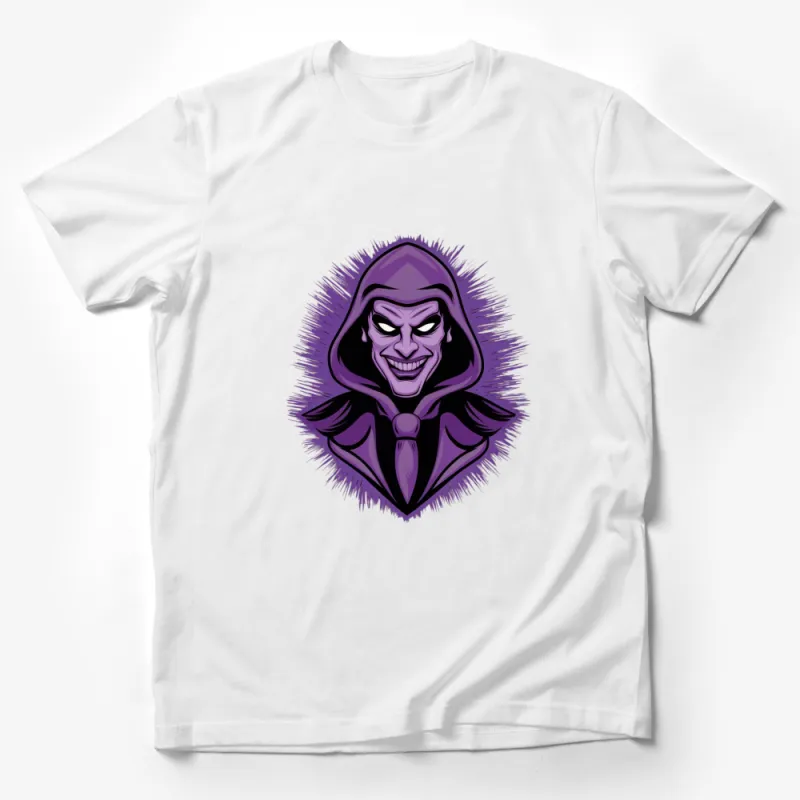 Villain Face T-Shirt, Purple Comic Style Evil Character Shirt, Unique Graphic Tee for Comic Fans Male T-Shirt