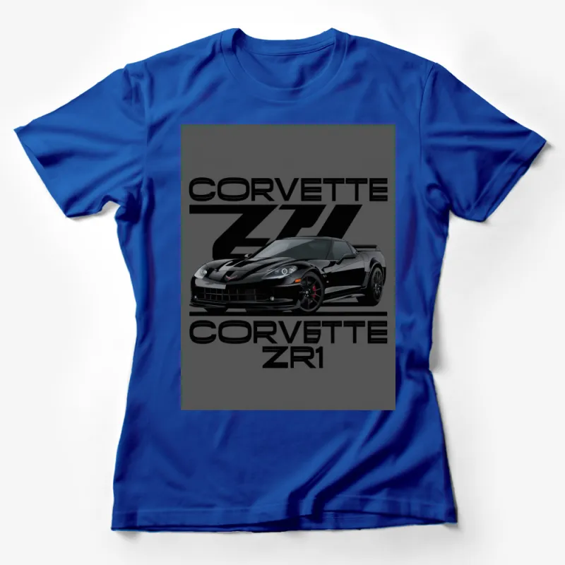 Corvette ZR1 Sports Car Graphic T-Shirt, Stylish Black Tee for Car Enthusiasts, High-Quality Print, All Sizes Female T-Shirt