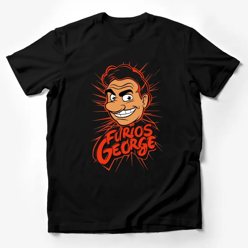 Furios George Cartoon Character T-Shirt, Vibrant Retro Style Graphic Tee, Unisex Casual Wear Male T-Shirt