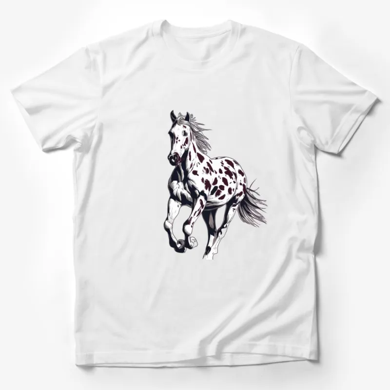 Majestic Galloping Horse T-Shirt, Appaloosa Horse Graphic Tee, Unique Animal Print Shirt for Equestrians Male T-Shirt