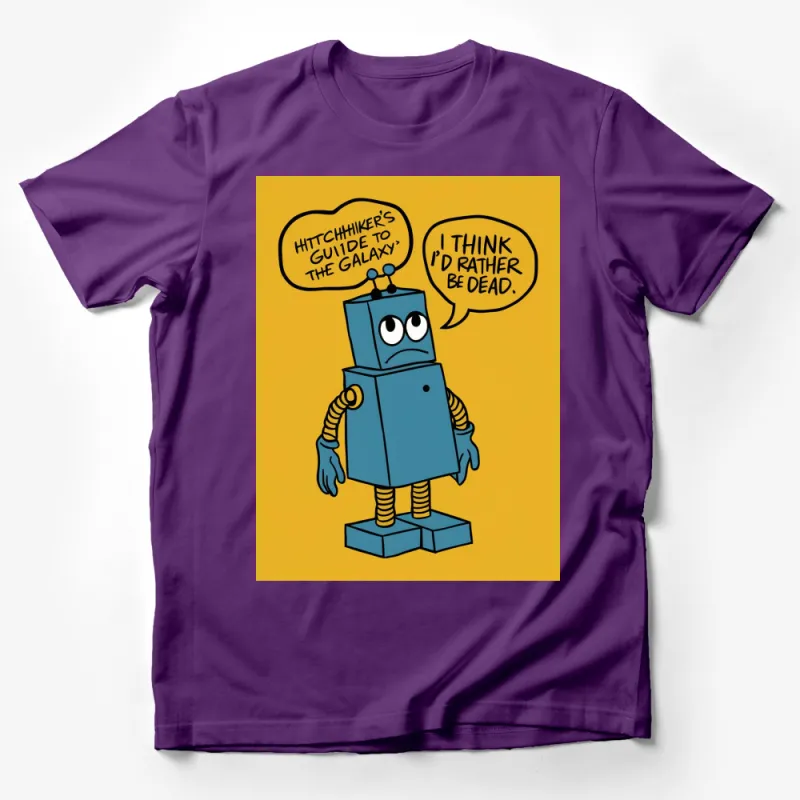 Hitchhiker's Guide Galaxy Marvin Robot Quote T-Shirt - I'd Rather Be Dead Tee Male T-Shirt