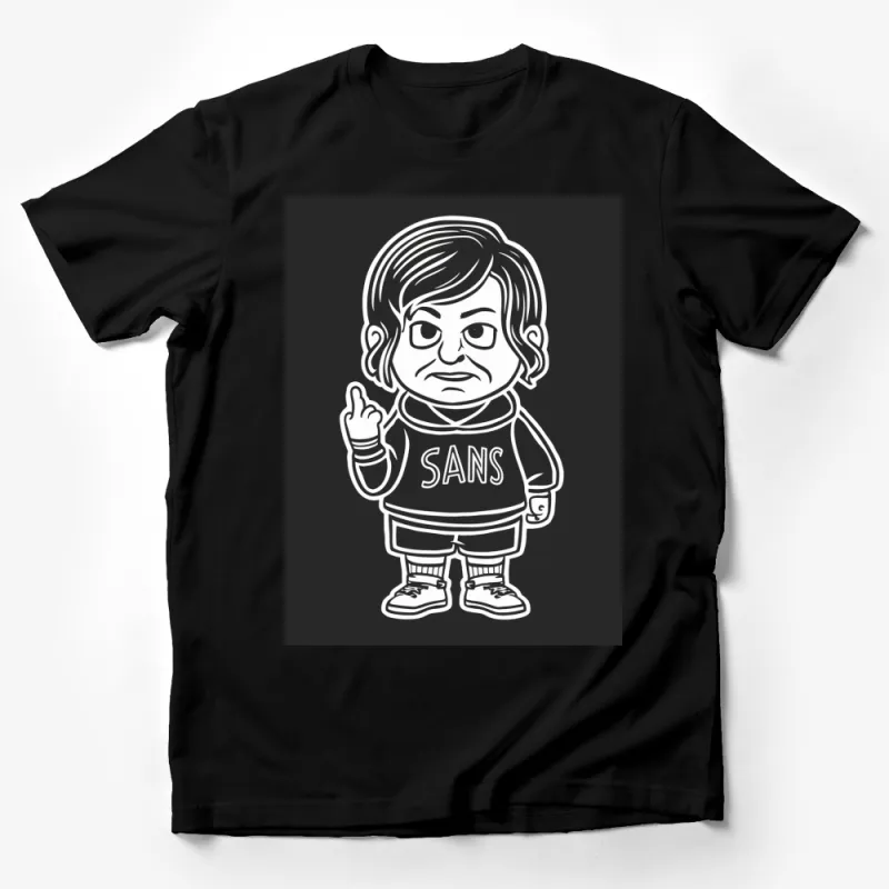 Sans Comic Character Black T-Shirt, Funny Unique Illustrated Tee, Cool Graphic Apparel, Unisex Male T-Shirt