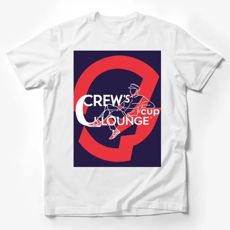 Vintage Style Crew's Lounge T-Shirt, Retro Flight Attendant Graphic Tee, Casual Navy Blue Shirt Male T-Shirt