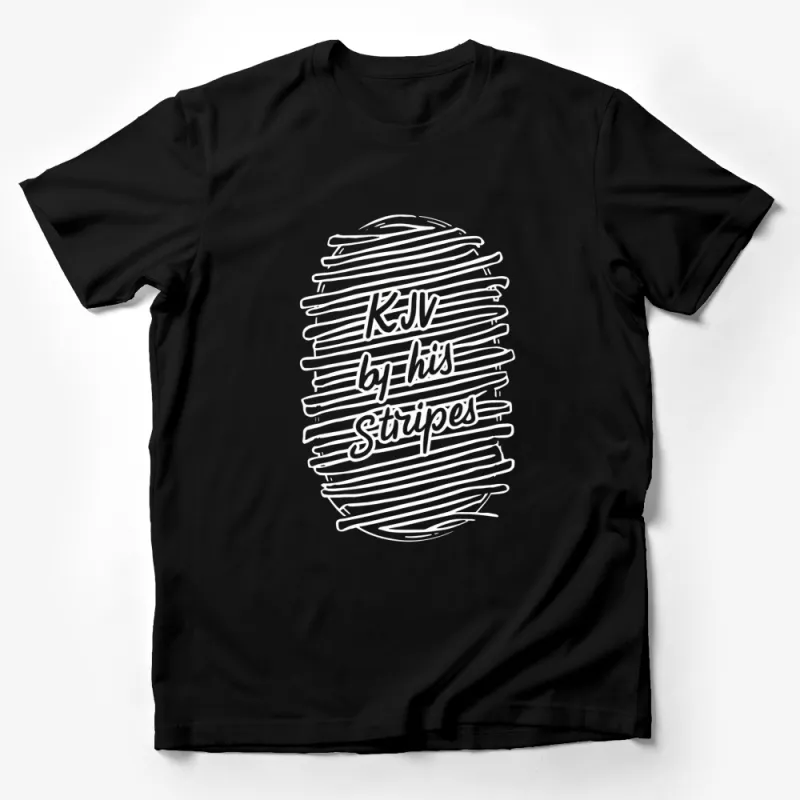 Christian T-Shirt Healed by His Stripes Isaiah Scripture, Religious Gift, Black and White Male T-Shirt