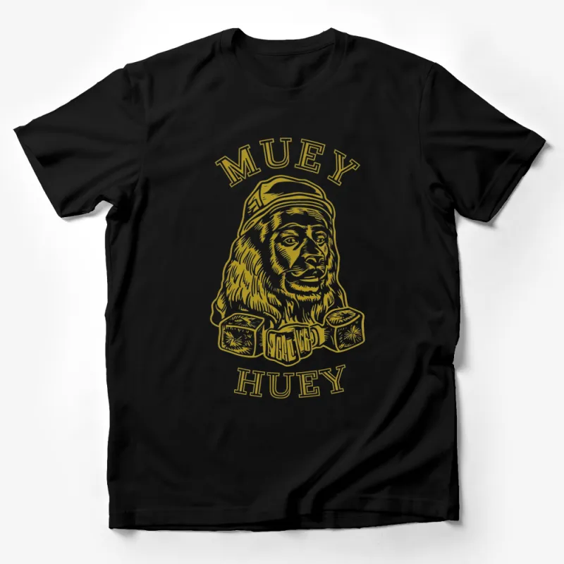 Vintage Lion Graphic T-Shirt, Muey Huey Lion Tee, Retro Styled Lion Shirt, Unique Animal Print Top Male T-Shirt