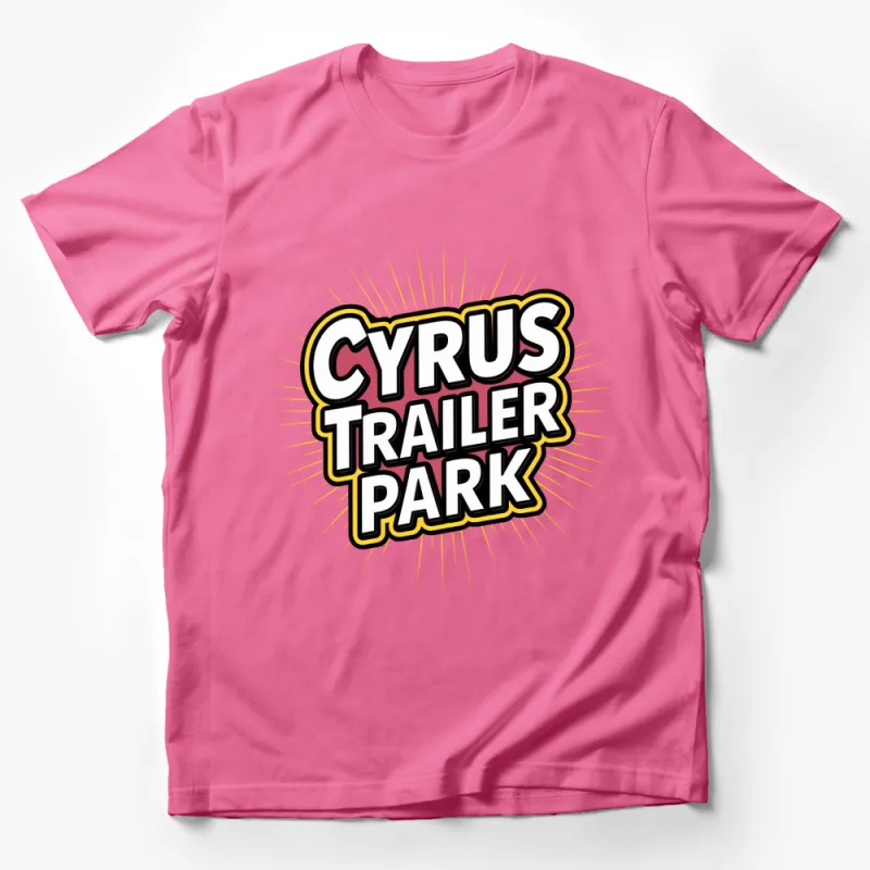 Cyrus Trailer Park Retro Style Graphic Tee, Vintage Inspired Colorful T-Shirt Design Male T-Shirt