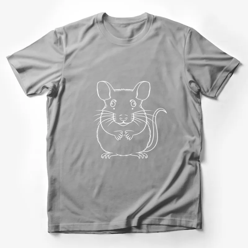 Cute Mouse Illustration T-Shirt, Black Graphic Tee, Unisex Casual Animal Art Shirt, Rodent Lover Gift Idea Male T-Shirt