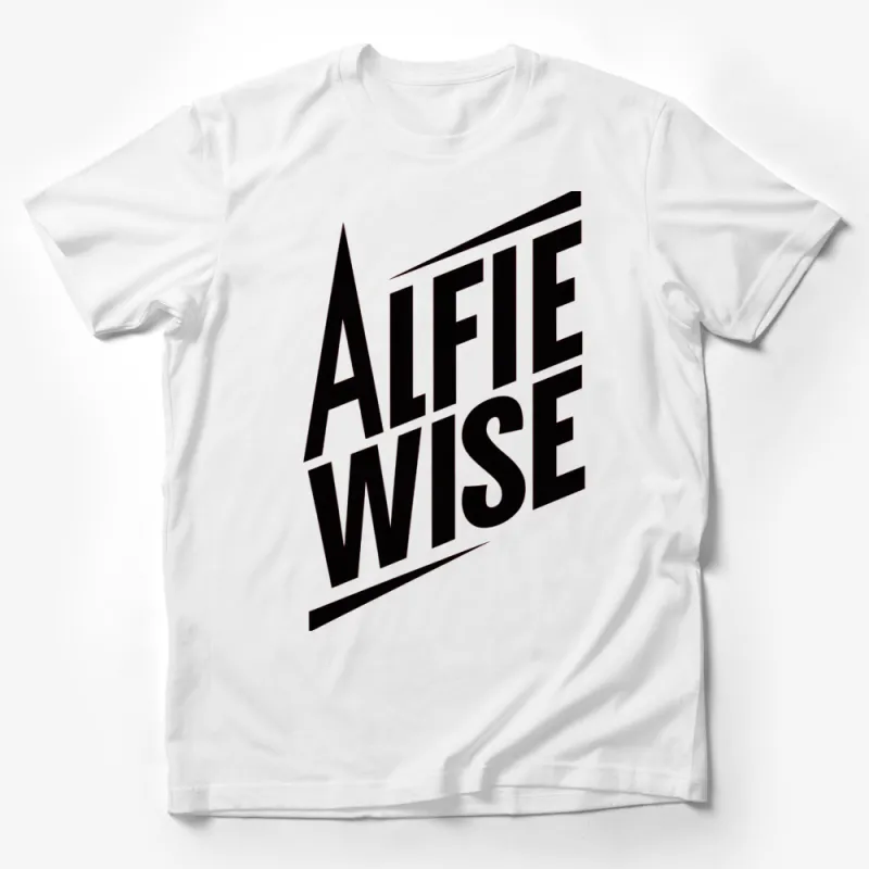 Alfie Wise Bold Text Graphic T-Shirt, Black and White Typography Tee, Unisex Fashion Male T-Shirt