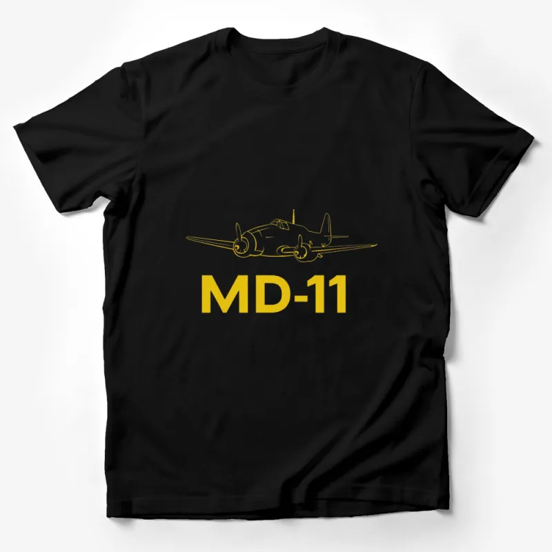 Vintage Plane MD-11 Graphic T-Shirt, Retro Aviation Enthusiast Tee, Unisex Yellow Aircraft Design Male T-Shirt