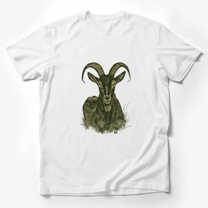 Vintage Goat Graphic T-Shirt, Rustic Farm Animal Design, Nature Inspired Casual Wear, Unisex Cotton Tee Male T-Shirt