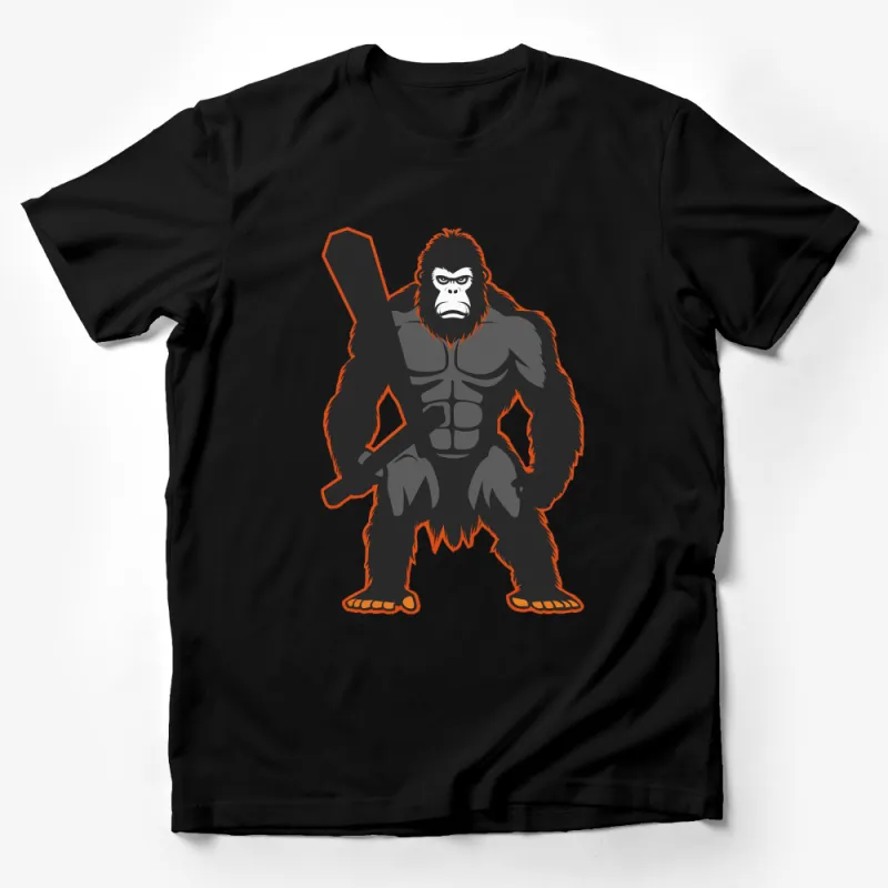 Men's Gorilla Graphic T-Shirt, Large Print Ape with Sword, Unique Animal Tee Male T-Shirt