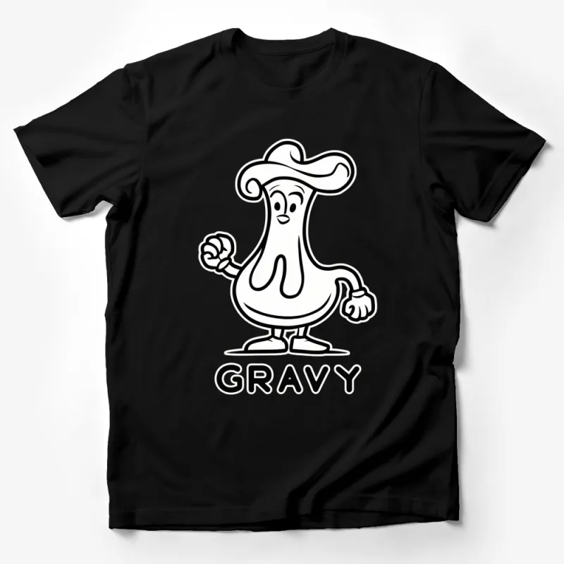 Cartoon Gravy Boat Character T-Shirt, Funny Food Graphic Tee, Unisex Casual Shirt for All Male T-Shirt