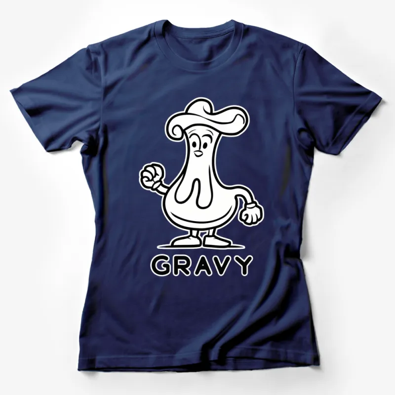 Cartoon Gravy Boat Character T-Shirt, Funny Food Graphic Tee, Unisex Casual Shirt for All Female T-Shirt